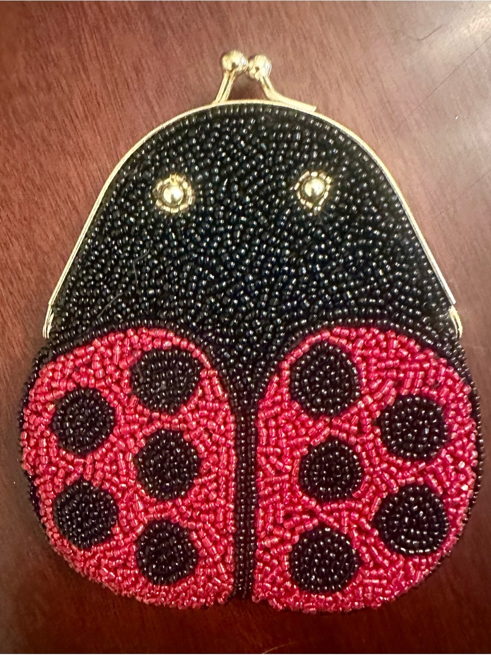 Red and Black Beaded Change Purse